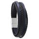 Bracelet homme cuir noir et bleu Jourdan