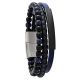 Bracelet homme cuir noir et bleu Jourdan